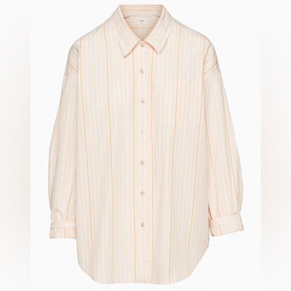 Aritzia Wilfred Free Relaxed Button Up Cotton Shirt NWT Barlowe Aprc/Lilac Sz XS - Picture 1 of 8
